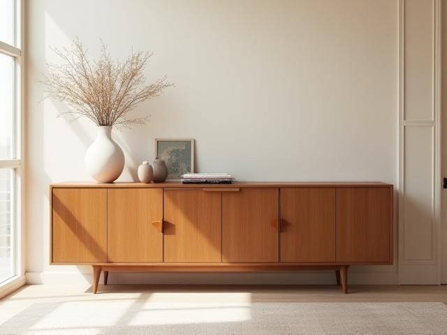 洗練された木製収納キャビネット