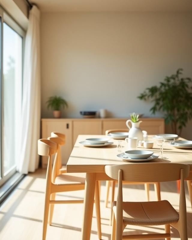 自然光が差し込むYūgure Kaguのダイニングセット